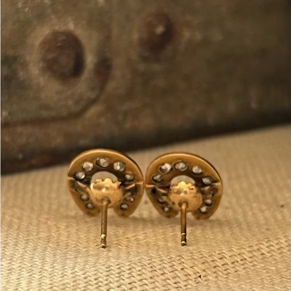 Antique 14k Old Mine Cut Diamond Studs - Picture 6 of 13